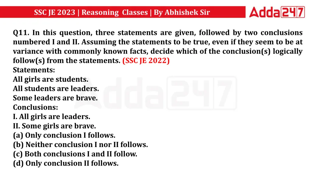 ssc je 2023 reasoning classes by abhishek sir 21