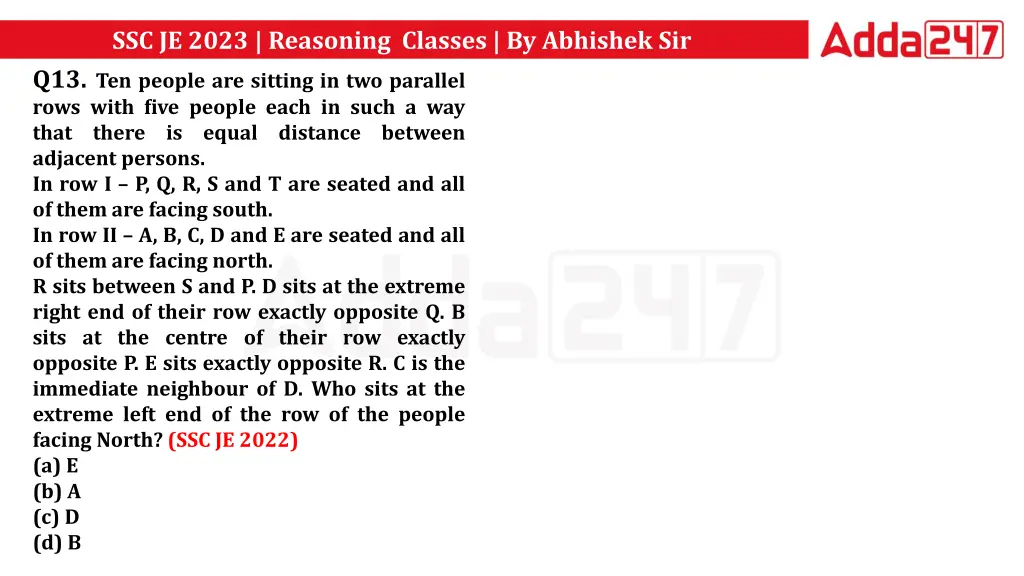 ssc je 2023 reasoning classes by abhishek sir 24