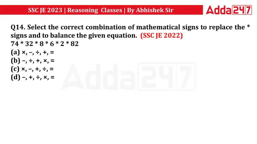 ssc je 2023 reasoning classes by abhishek sir 25