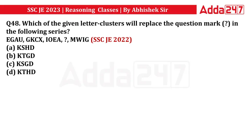 ssc je 2023 reasoning classes by abhishek sir 7