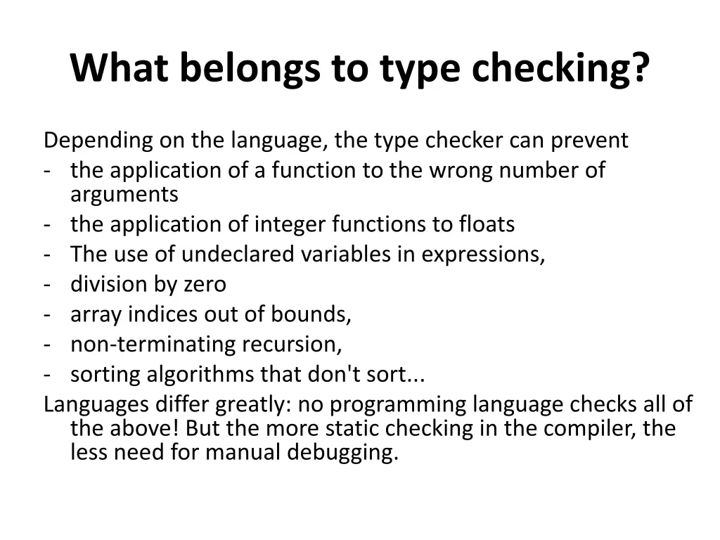 what belongs to type checking