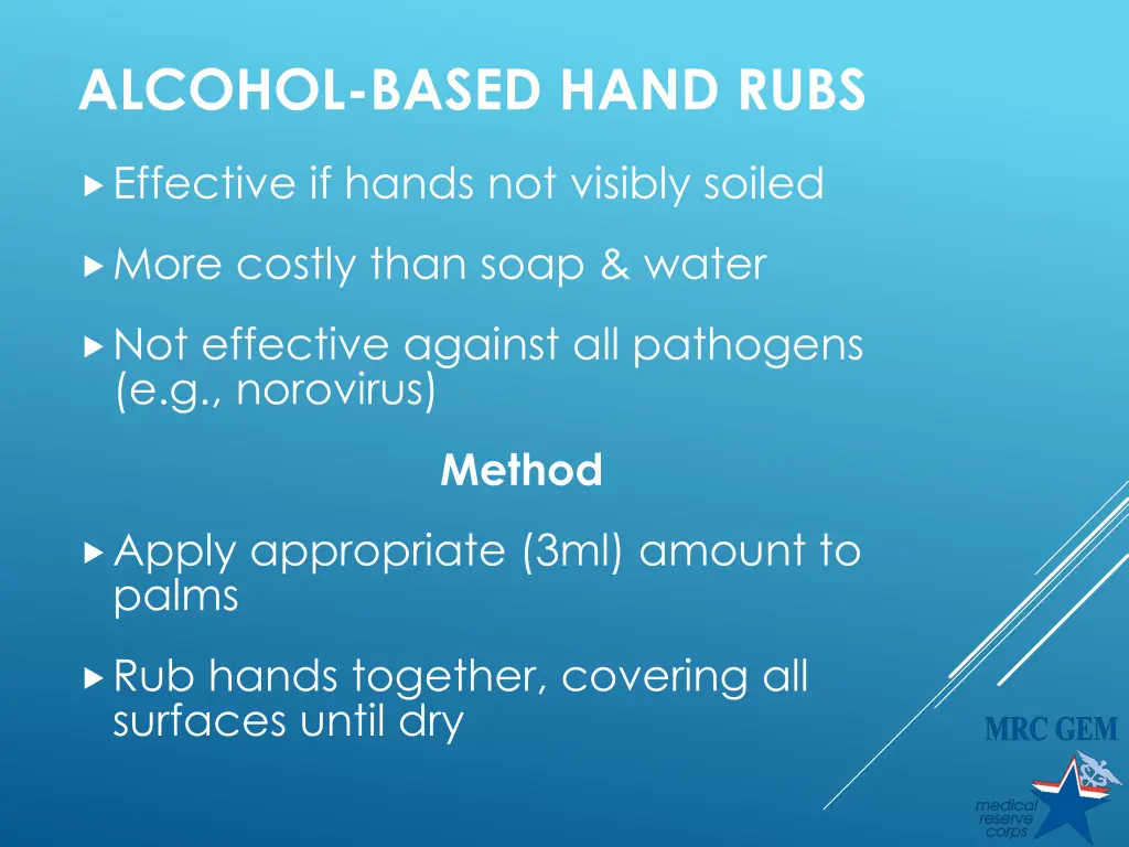 alcohol based hand rubs