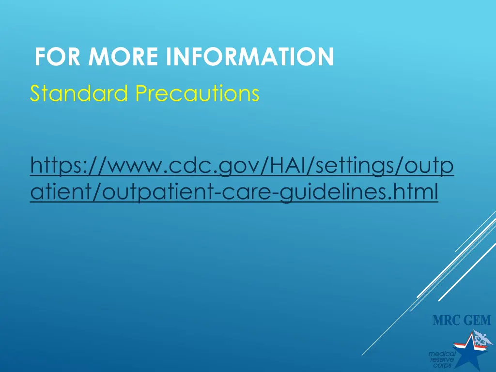 for more information standard precautions