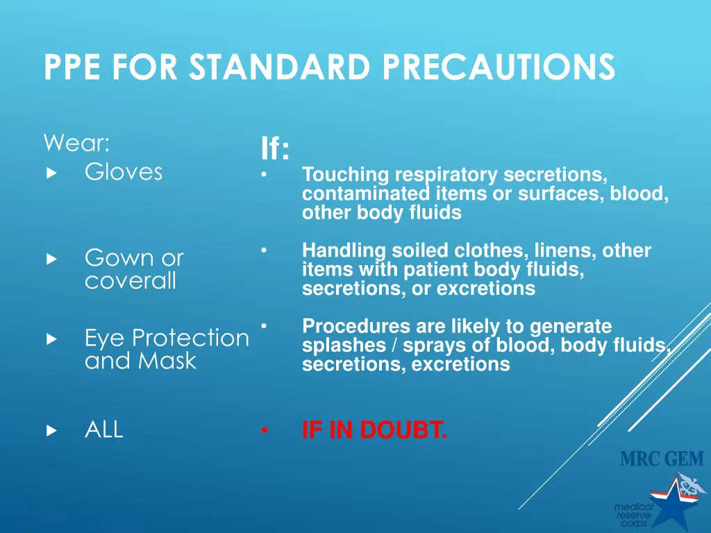 ppe for standard precautions