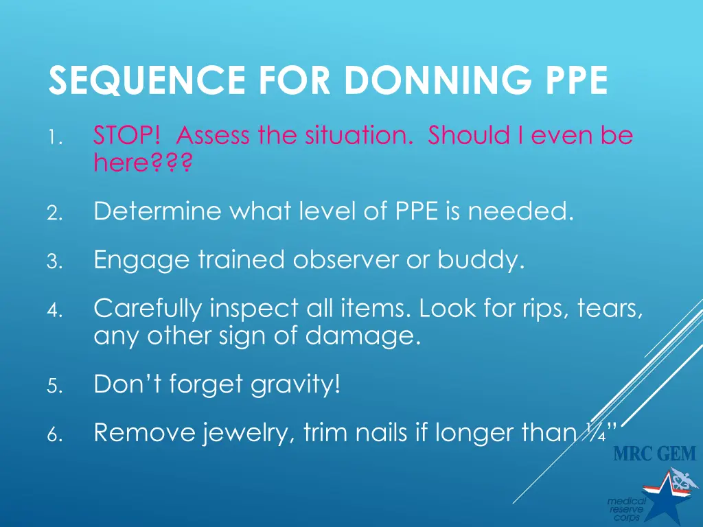 sequence for donning ppe