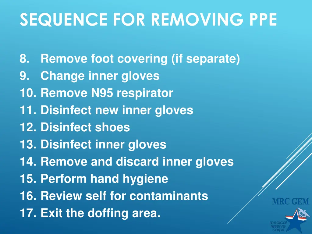 sequence for removing ppe 1