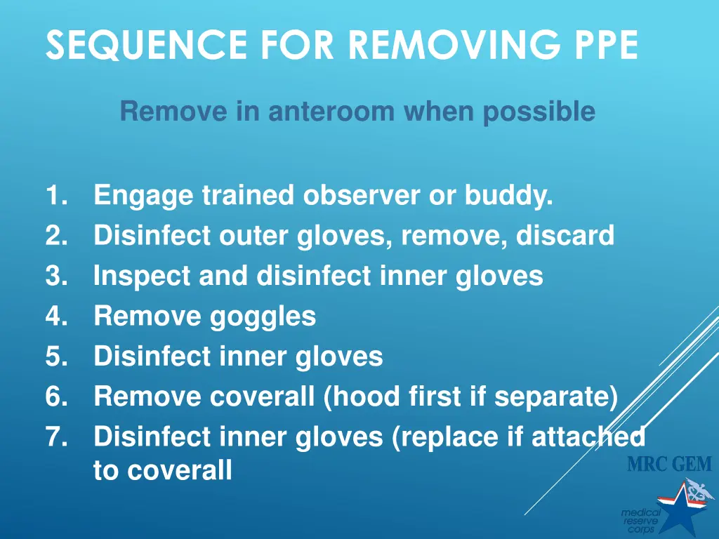 sequence for removing ppe