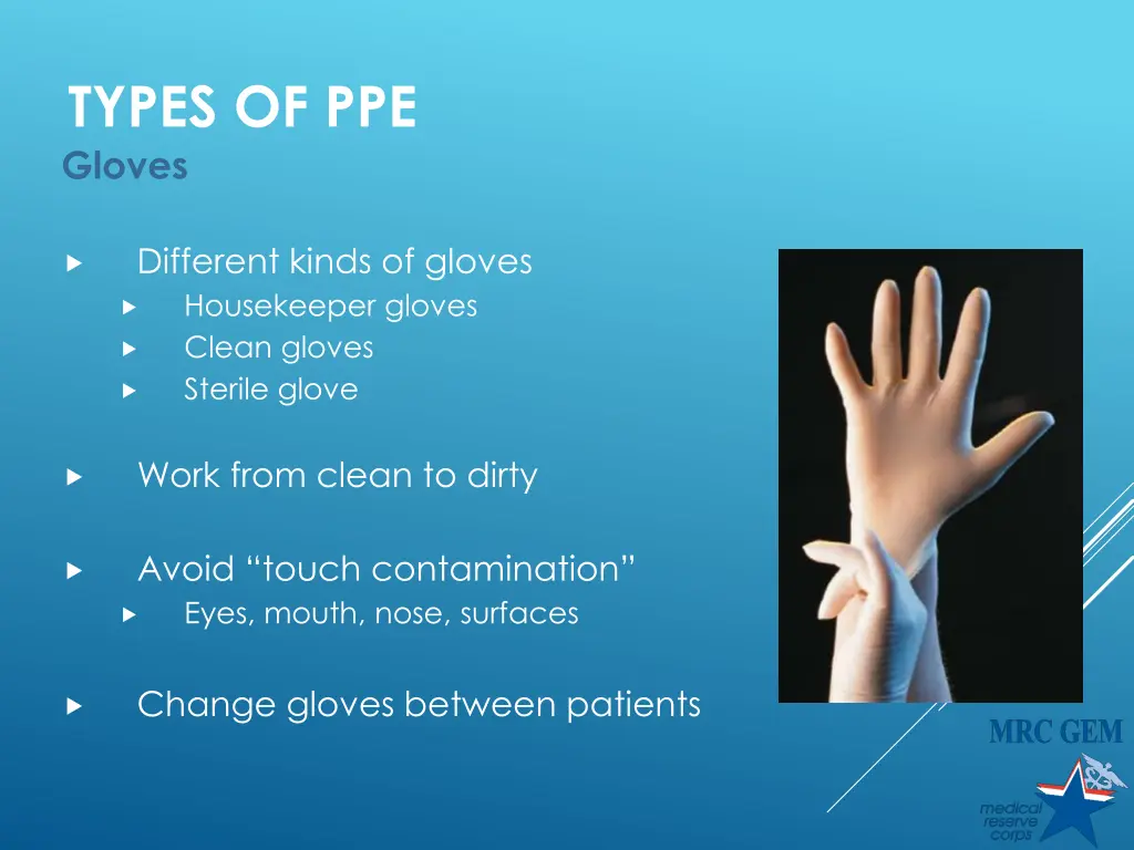 types of ppe gloves
