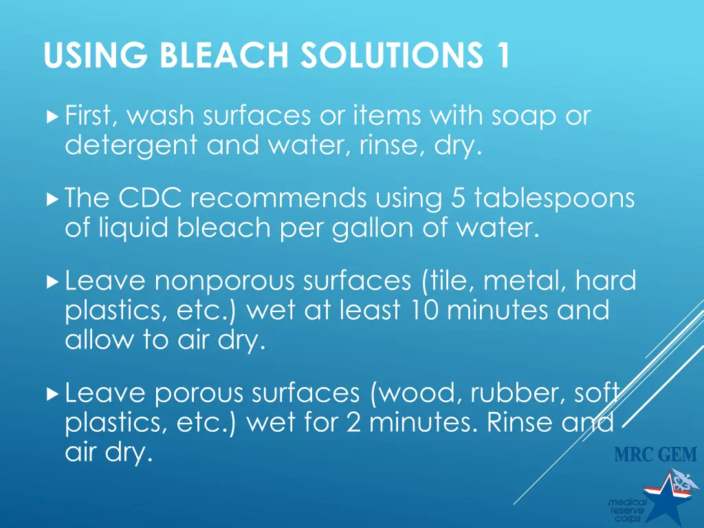using bleach solutions 1