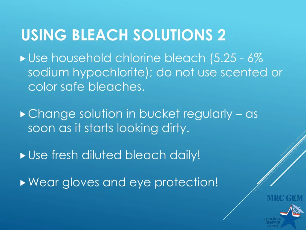 using bleach solutions 2