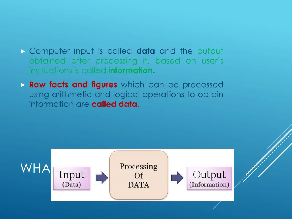 computer input is called data and the output