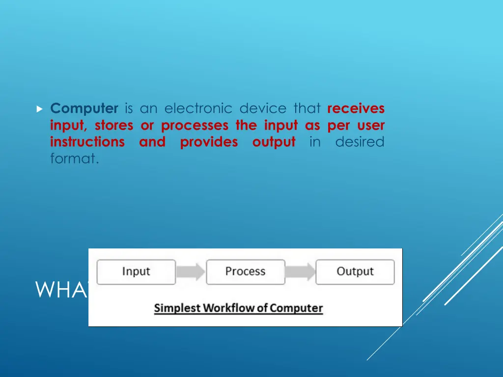 computer is an electronic device that receives
