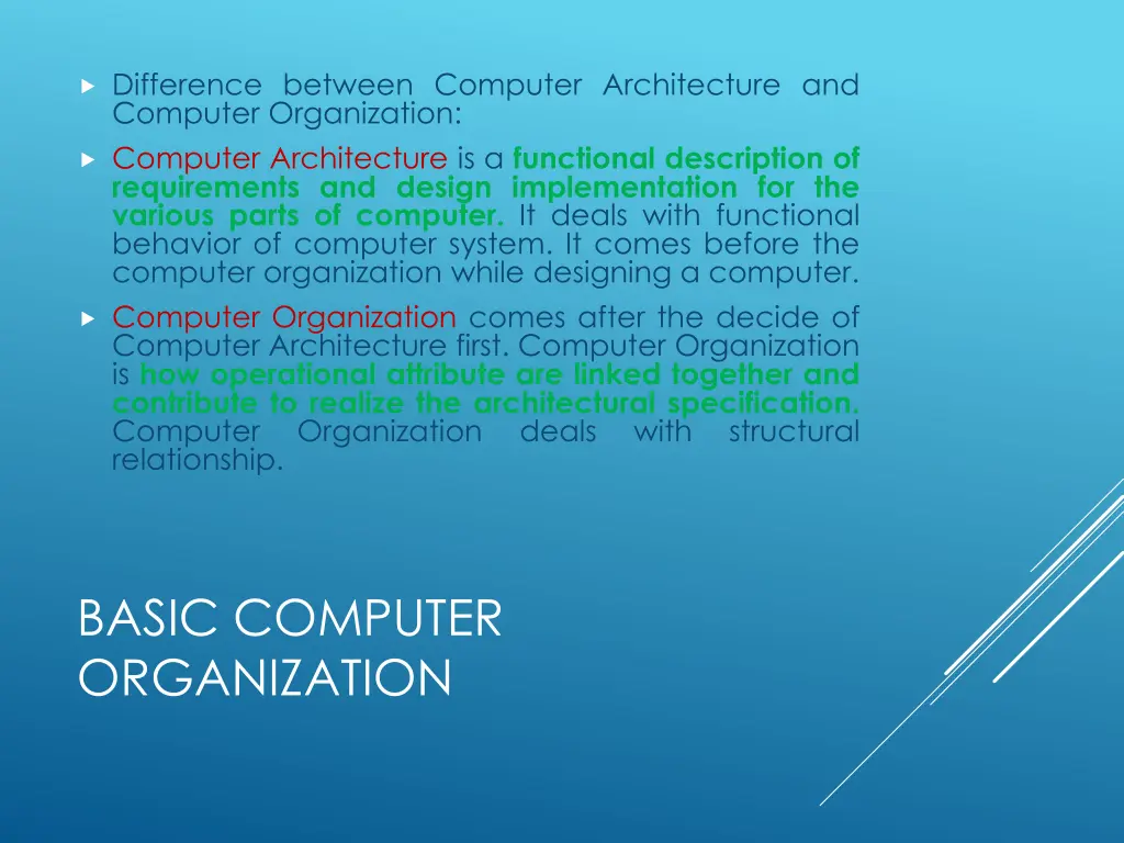 difference between computer architecture