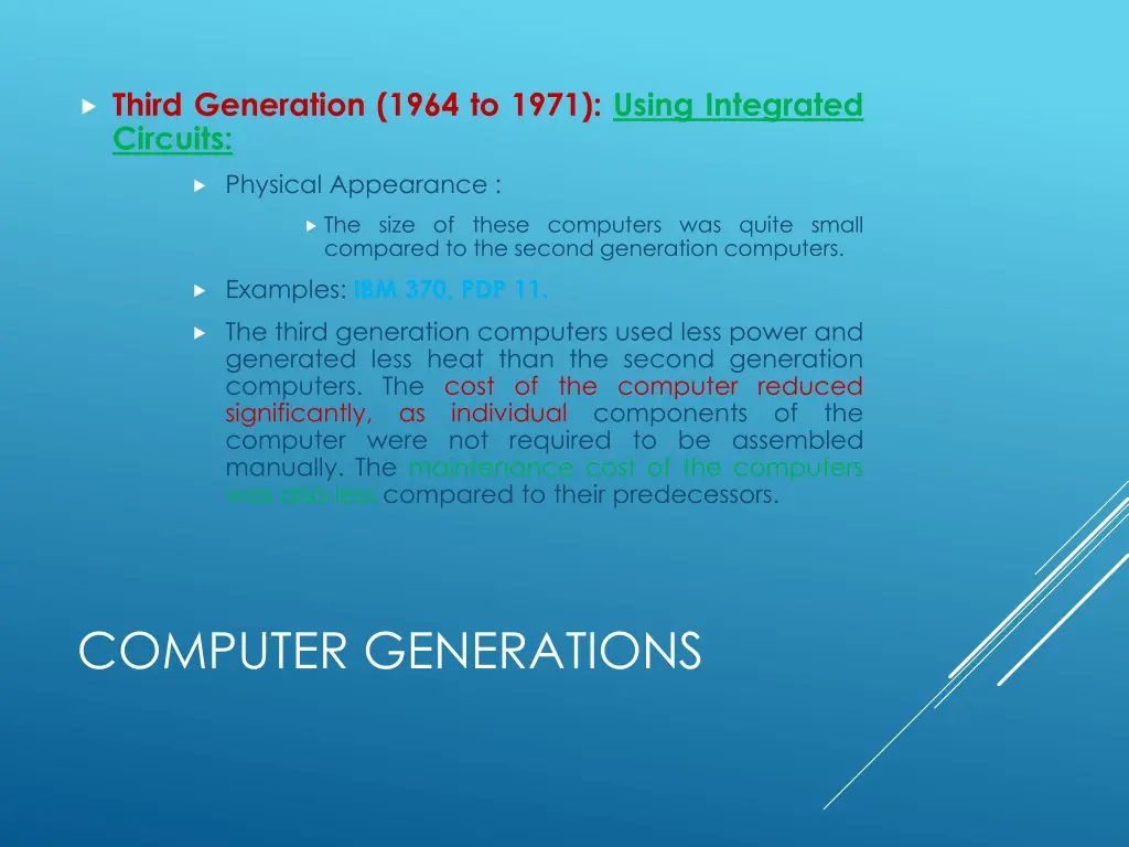 third generation 1964 to 1971 using integrated 2
