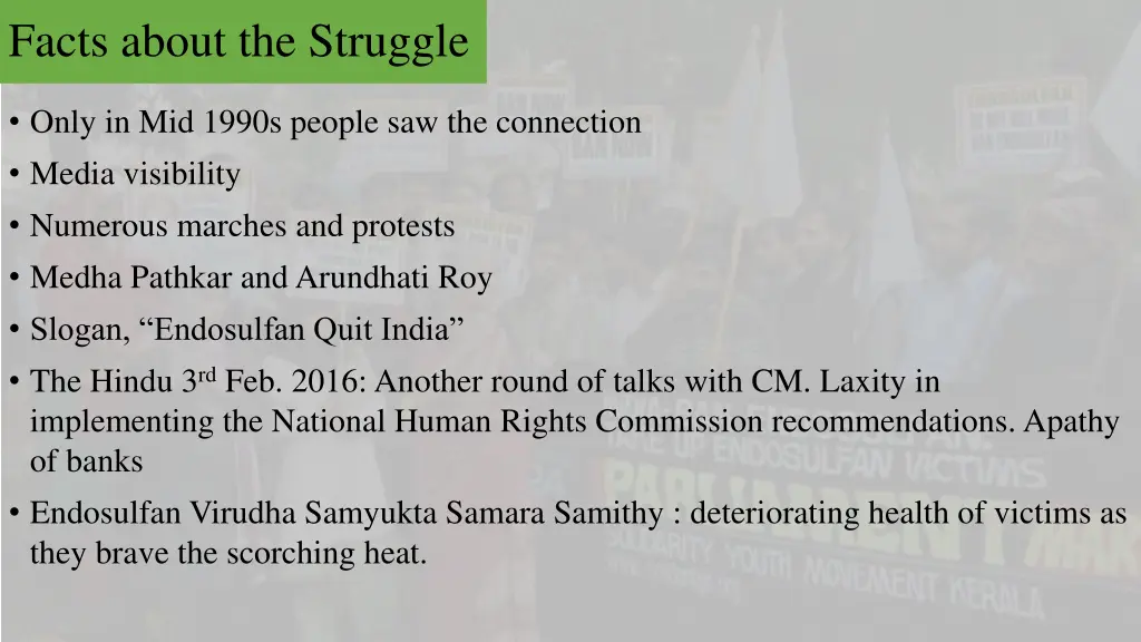 facts about the struggle