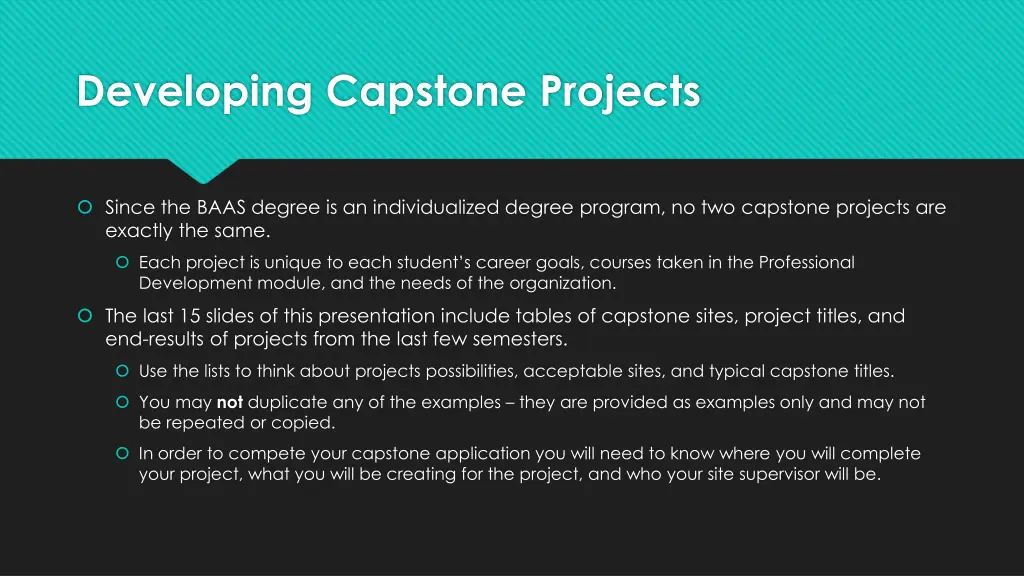 developing capstone projects