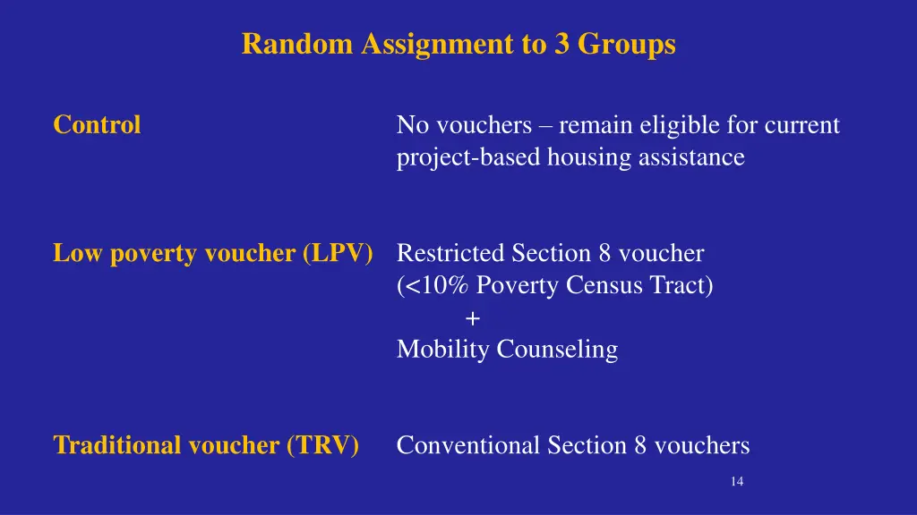 random assignment to 3 groups