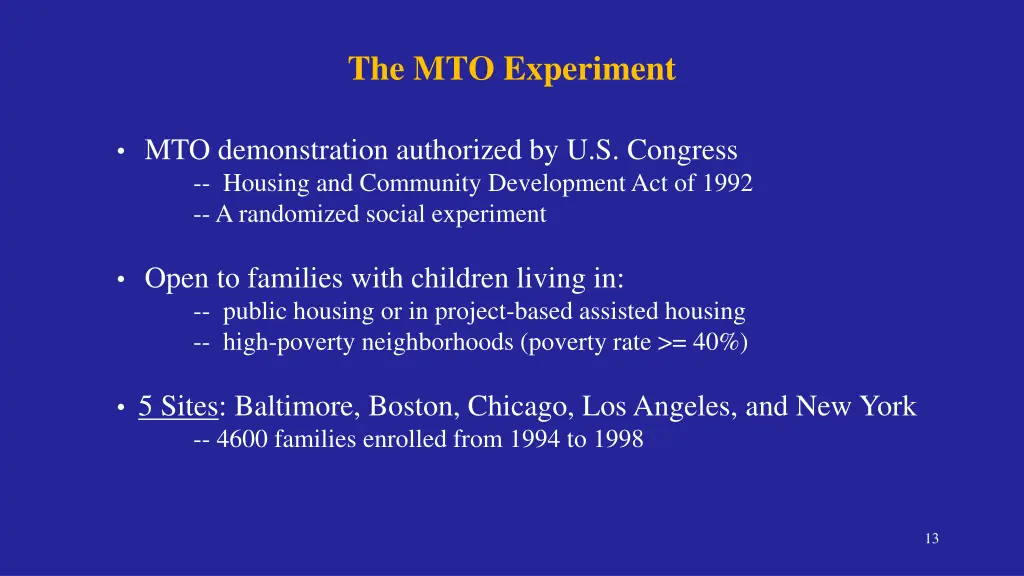 the mto experiment