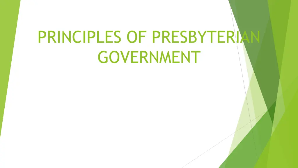 principles of presbyterian government