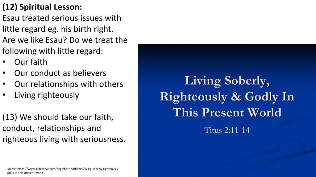 12 spiritual lesson esau treated serious issues