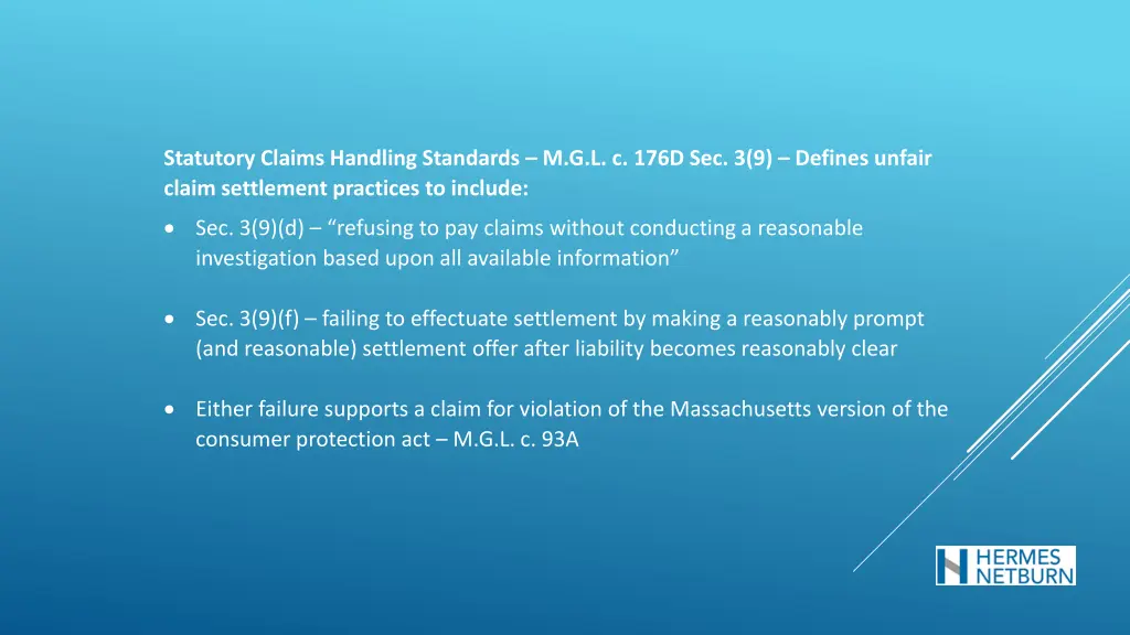 statutory claims handling standards m g l c 176d