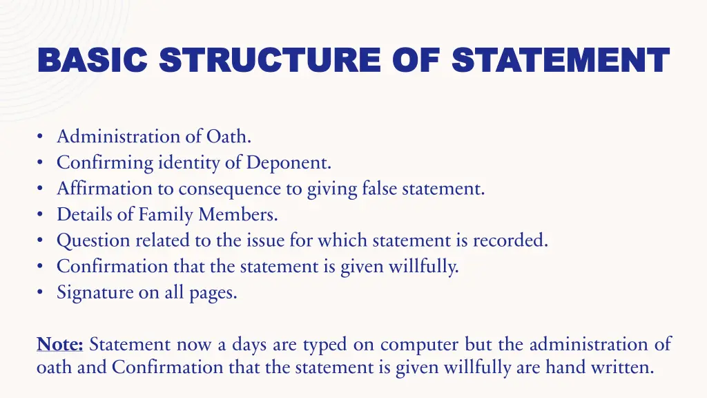 basic structure of statement basic structure