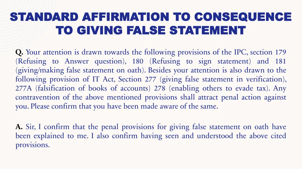 standard affirmation to consequence standard