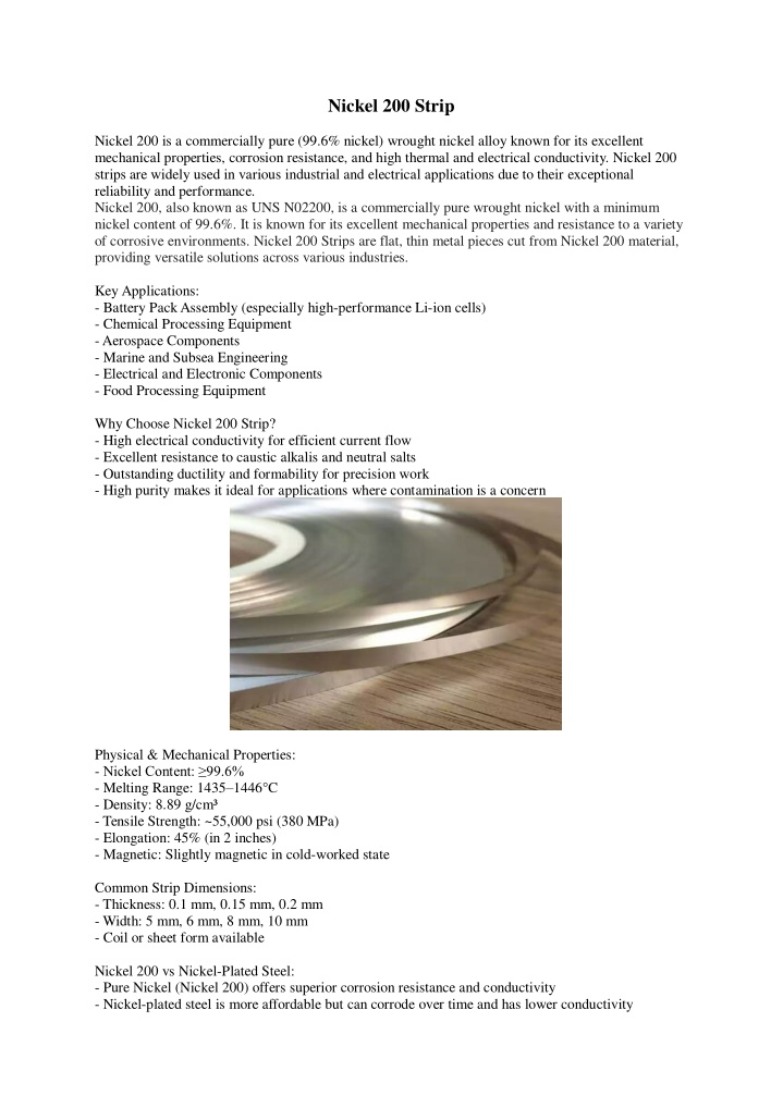 nickel 200 strip