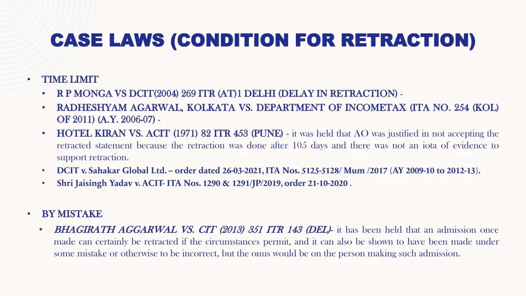 case laws condition for retraction case laws 3