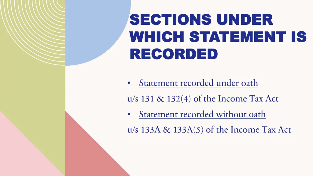 sections under sections under which statement