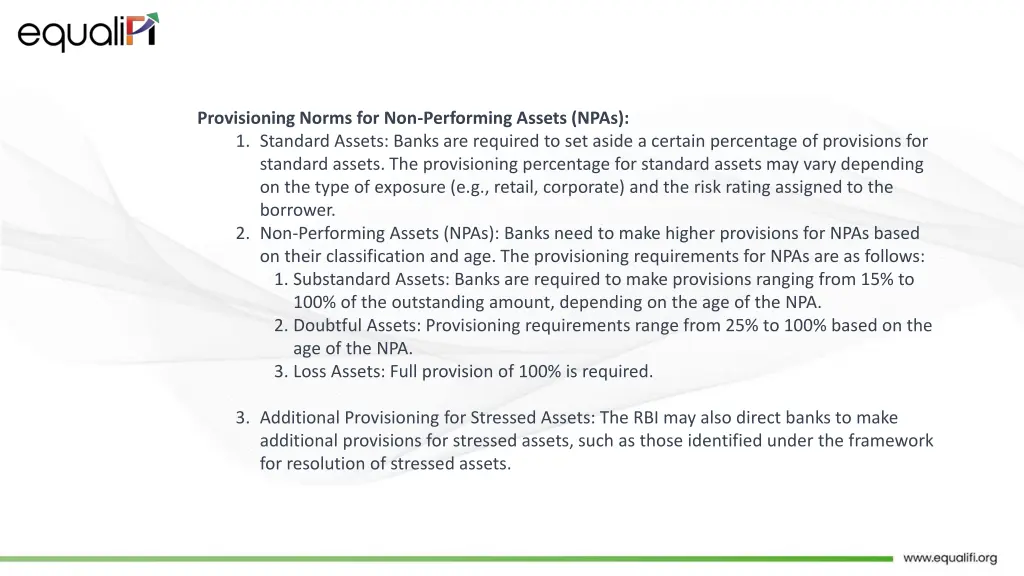 provisioning norms for non performing assets npas