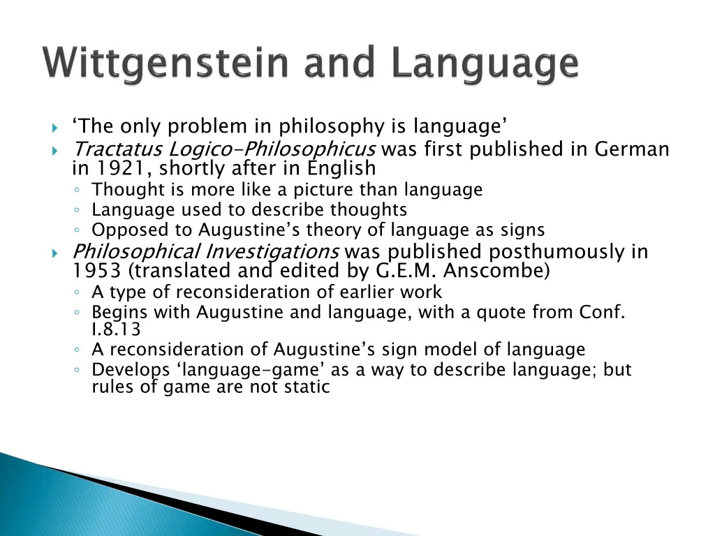 the only problem in philosophy is language