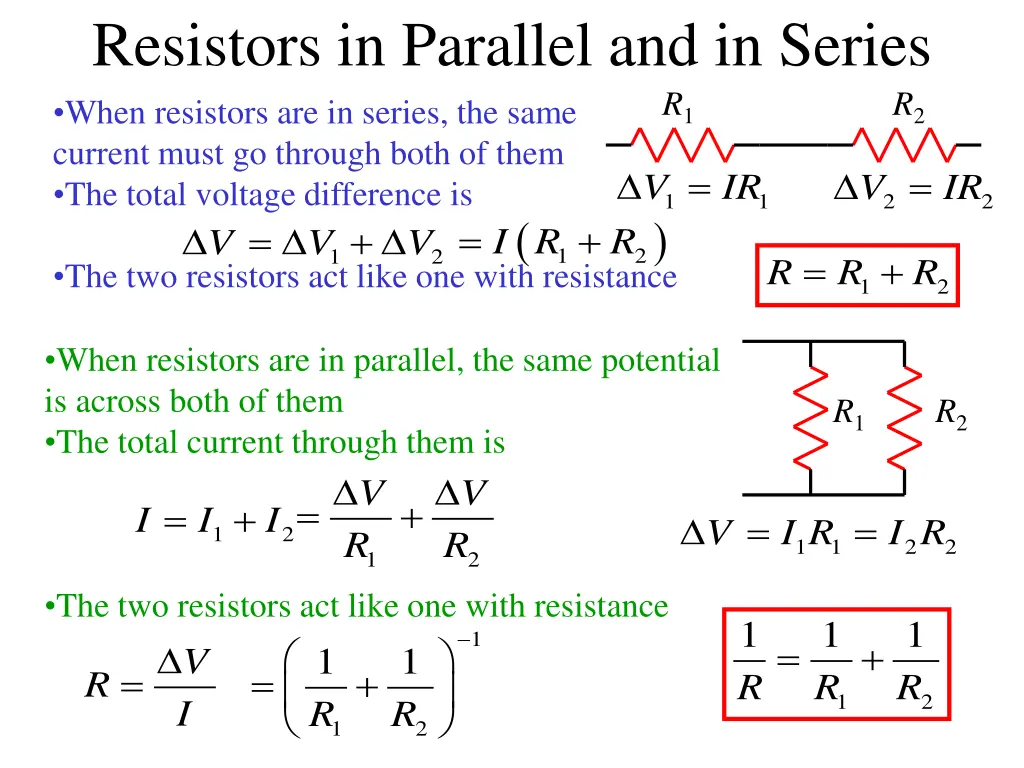 resistors in parallel and in series when
