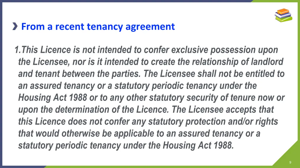 from a recent tenancy agreement