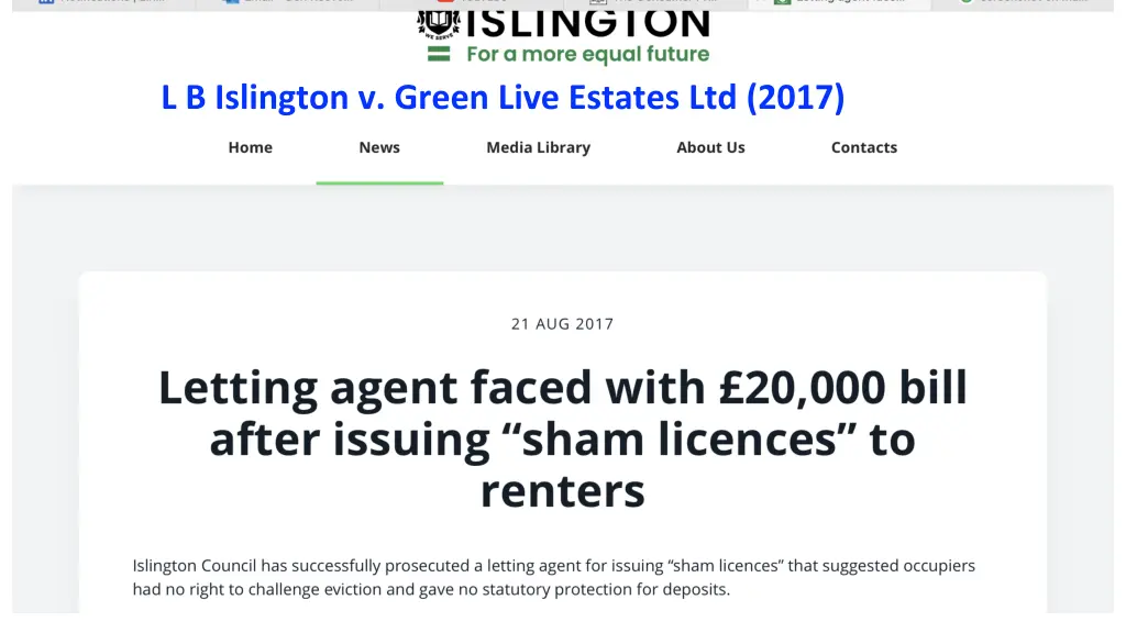 l b islington v green live estates ltd 2017