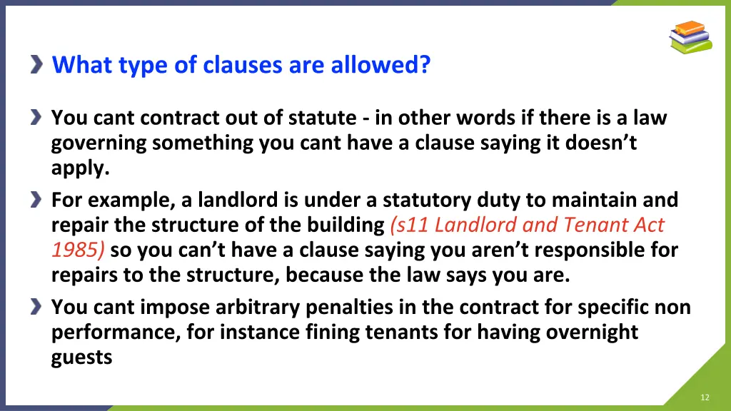 what type of clauses are allowed 1