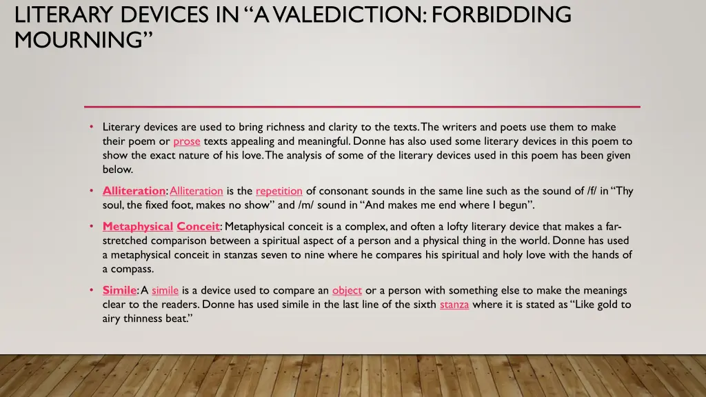 literary devices in a valediction forbidding