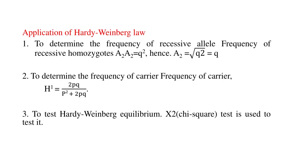 application of hardy weinberg law 1 to determine