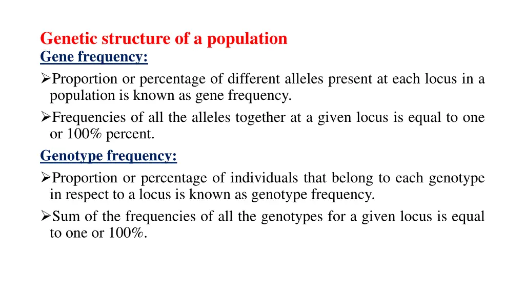 genetic structure of a population gene frequency