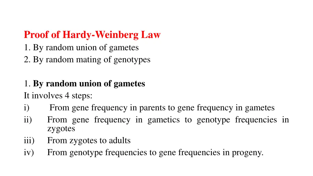proof of hardy weinberg law 1 by random union
