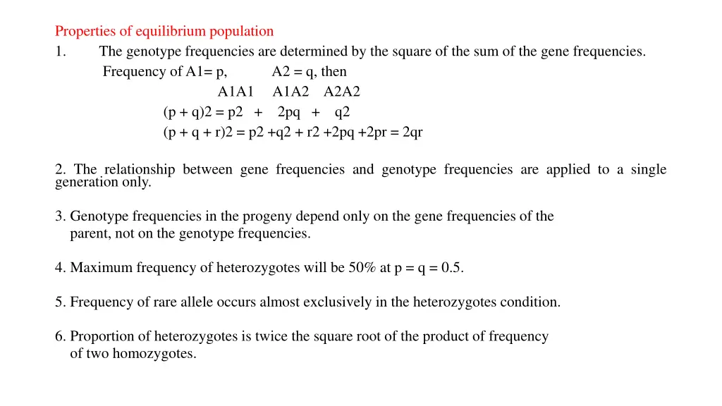properties of equilibrium population