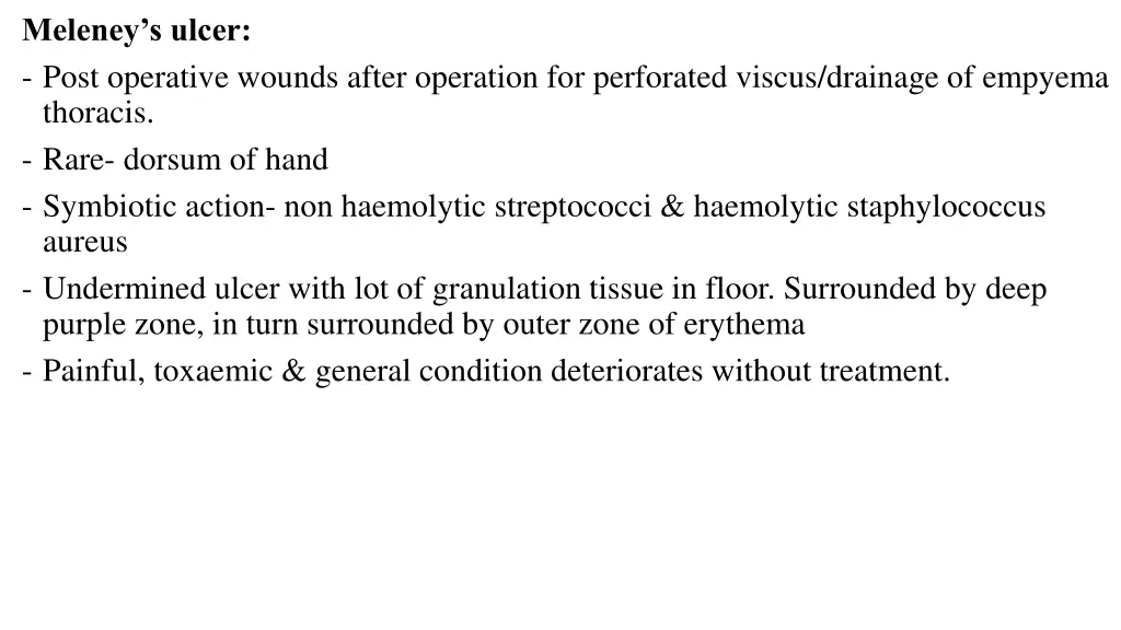 meleney s ulcer post operative wounds after