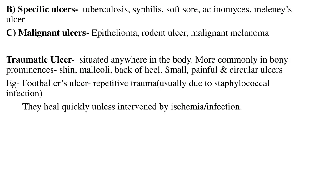 b specific ulcers tuberculosis syphilis soft sore