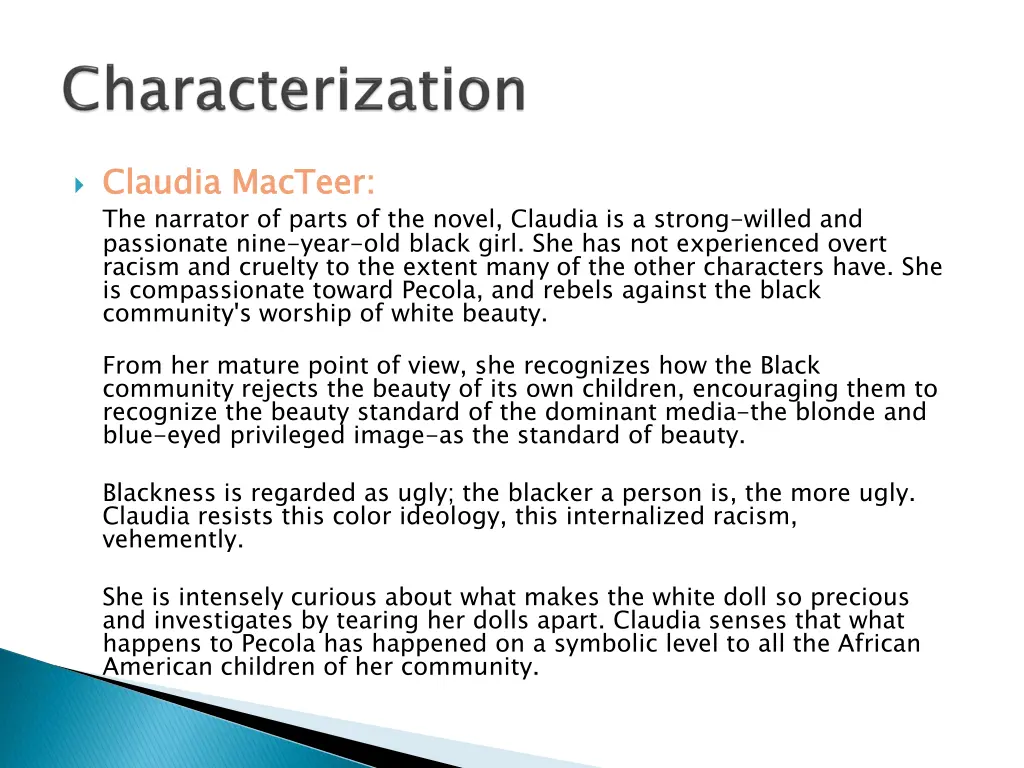 claudia the narrator of parts of the novel