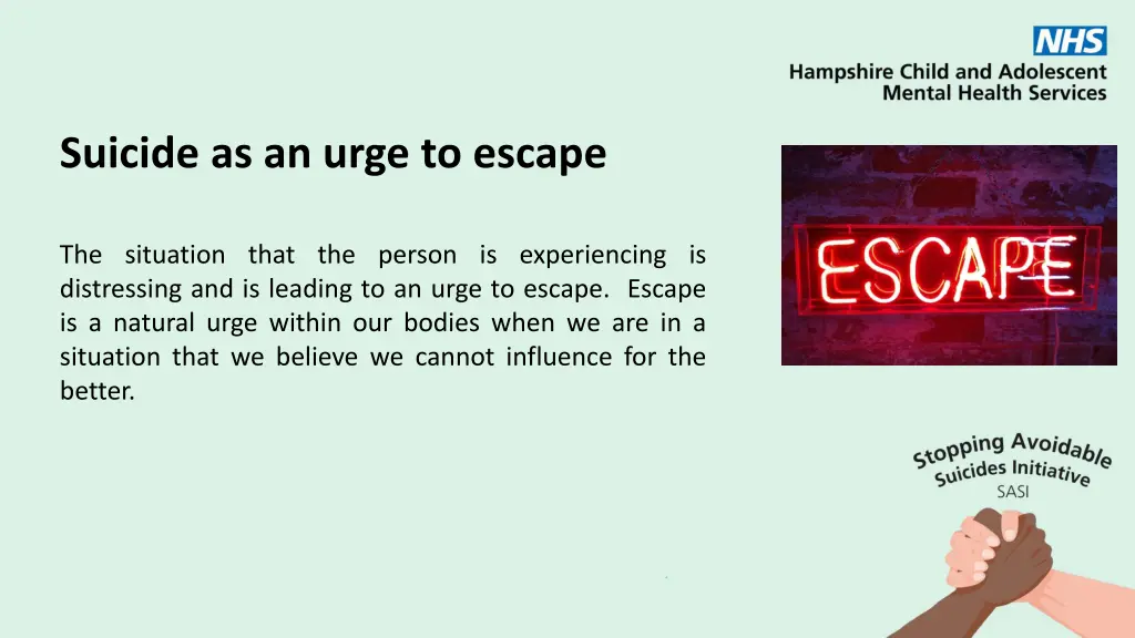 suicide as an urge to escape