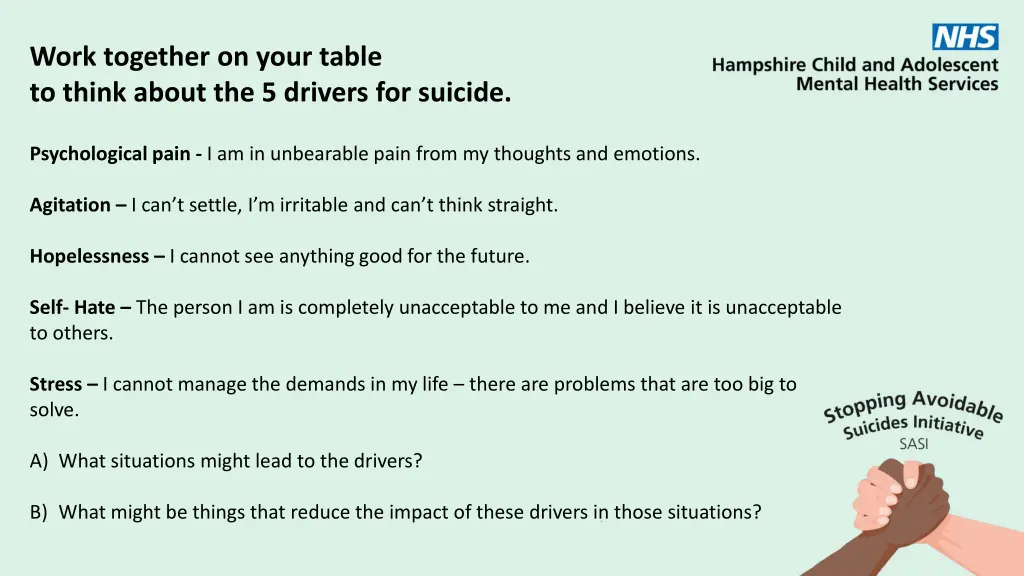 work together on your table to think about