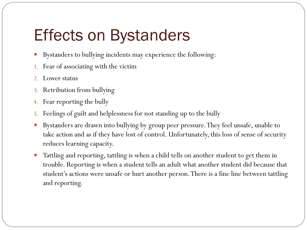effects on bystanders