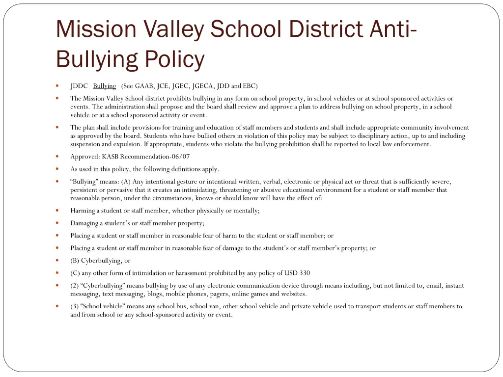 mission valley school district anti bullying