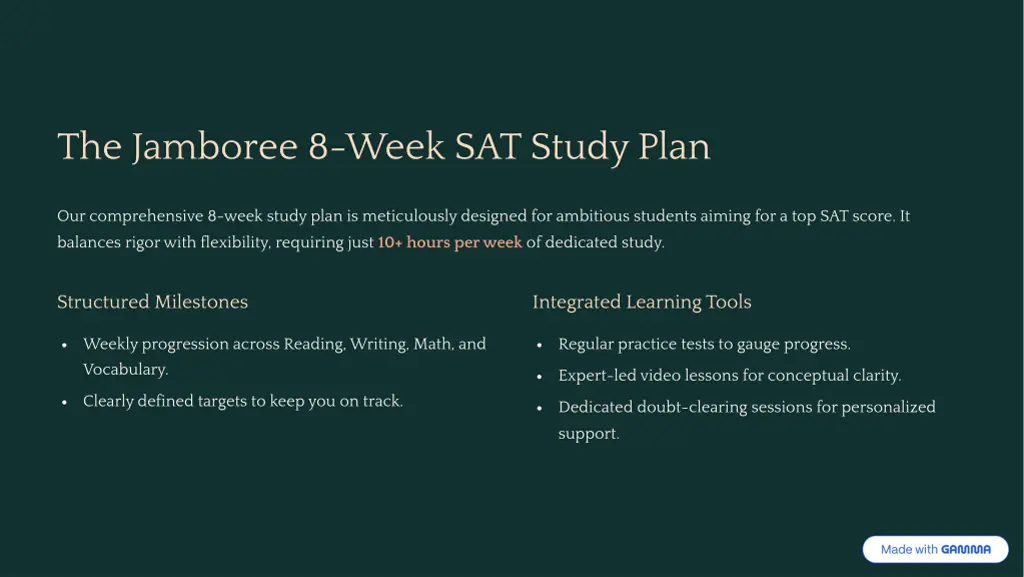 the jamboree 8 week sat study plan