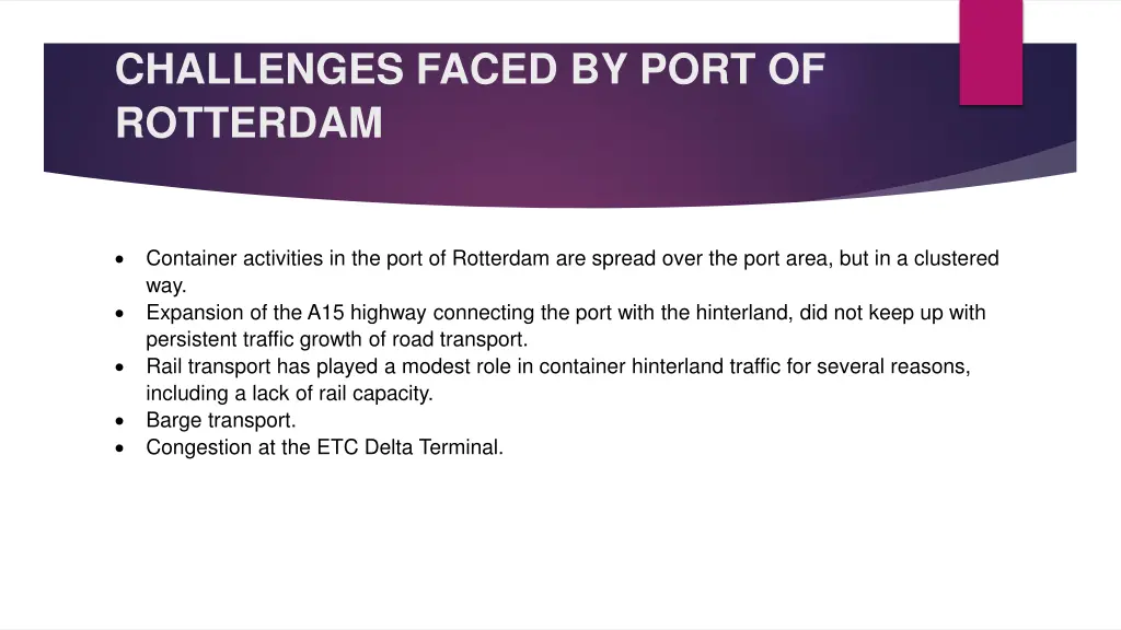 challenges faced by port of rotterdam